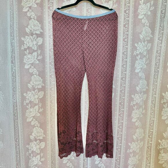 Free People Women's Burgundy Lace Pants - Picture 1 of 5